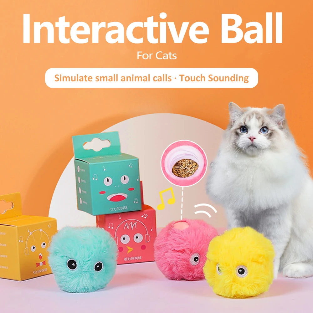Cat Toys Balls Sound Frogs Birds Chirping Crickets EVA Balls Rolling Cat Plush Soft Self-Heeling Teaser Toys Pet Accessories