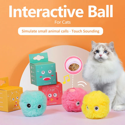 Cat Toys Balls Sound Frogs Birds Chirping Crickets EVA Balls Rolling Cat Plush Soft Self-Heeling Teaser Toys Pet Accessories