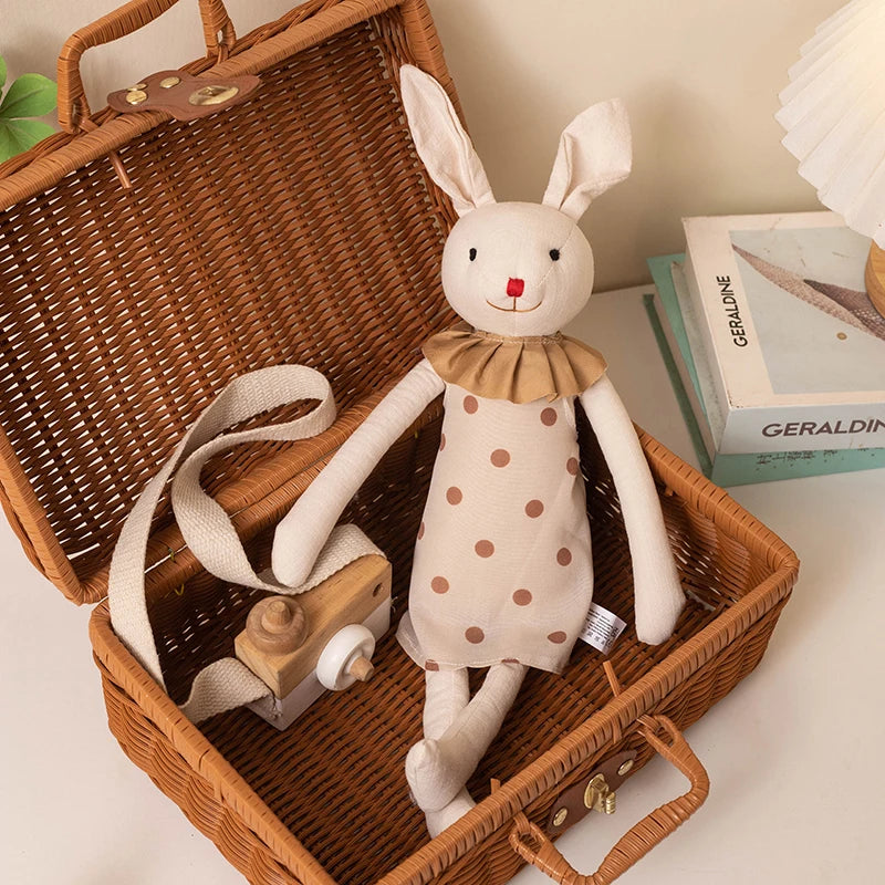 Stuffed Bunny Cloth Dress Toys Smoothing Toy for Infant  Cuddling sleep doll for Girls Handmade Diversity Brown Rabbit Plushie