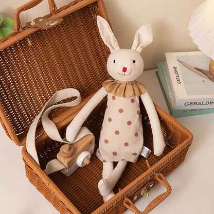 Stuffed Bunny Cloth Dress Toys Smoothing Toy for Infant  Cuddling sleep doll for Girls Handmade Diversity Brown Rabbit Plushie