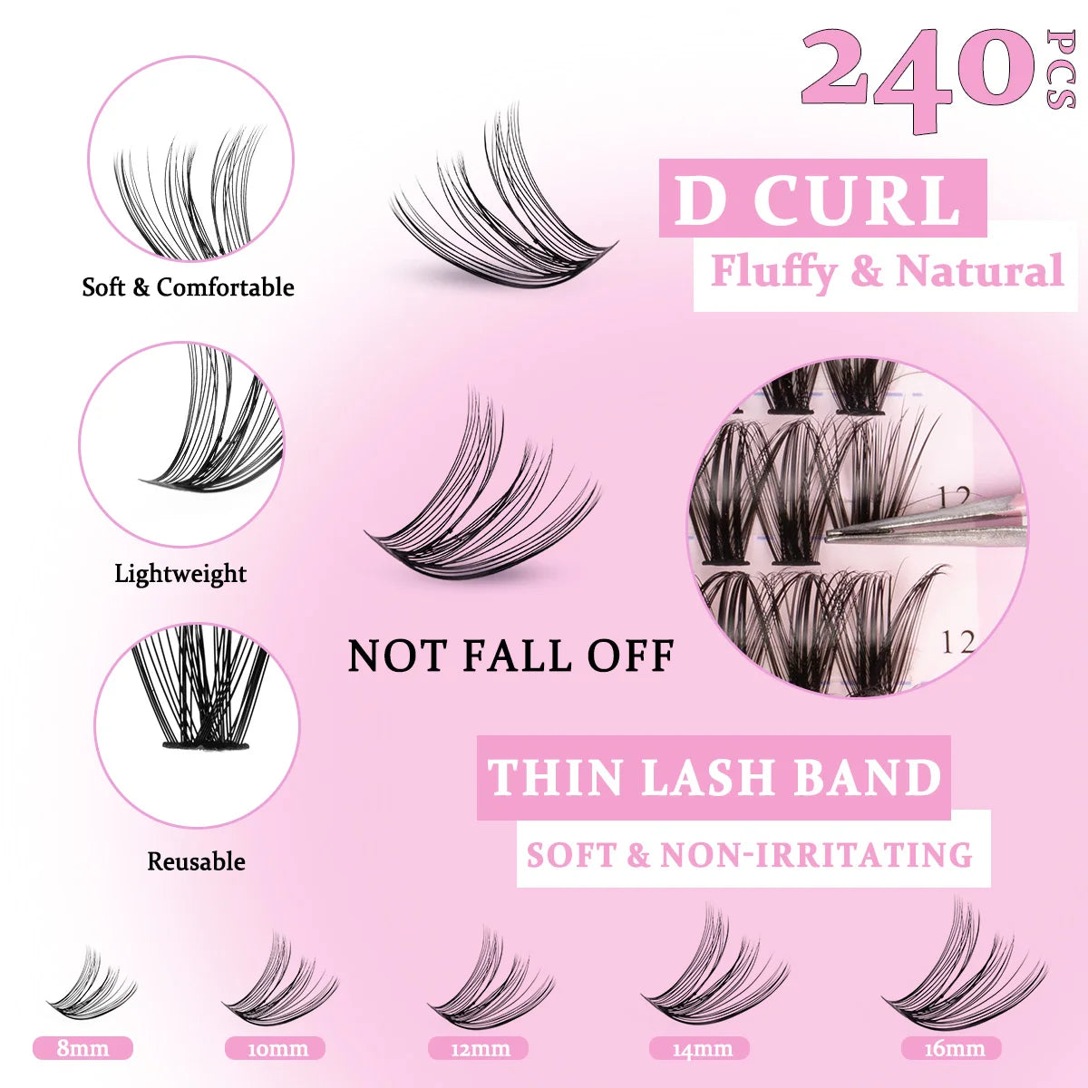 DIY Lash Extension Kit Lash Clusters Eyelash Extension Individual Lashes Kit with Lash Bond & Seal Remover Tweezers