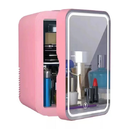 8L Mini Skincare Fridge with LED Mirror - 3-in-1 Portable Cooler & Warmer for Makeup, Face Masks, Perfumes (Home/Office/Car