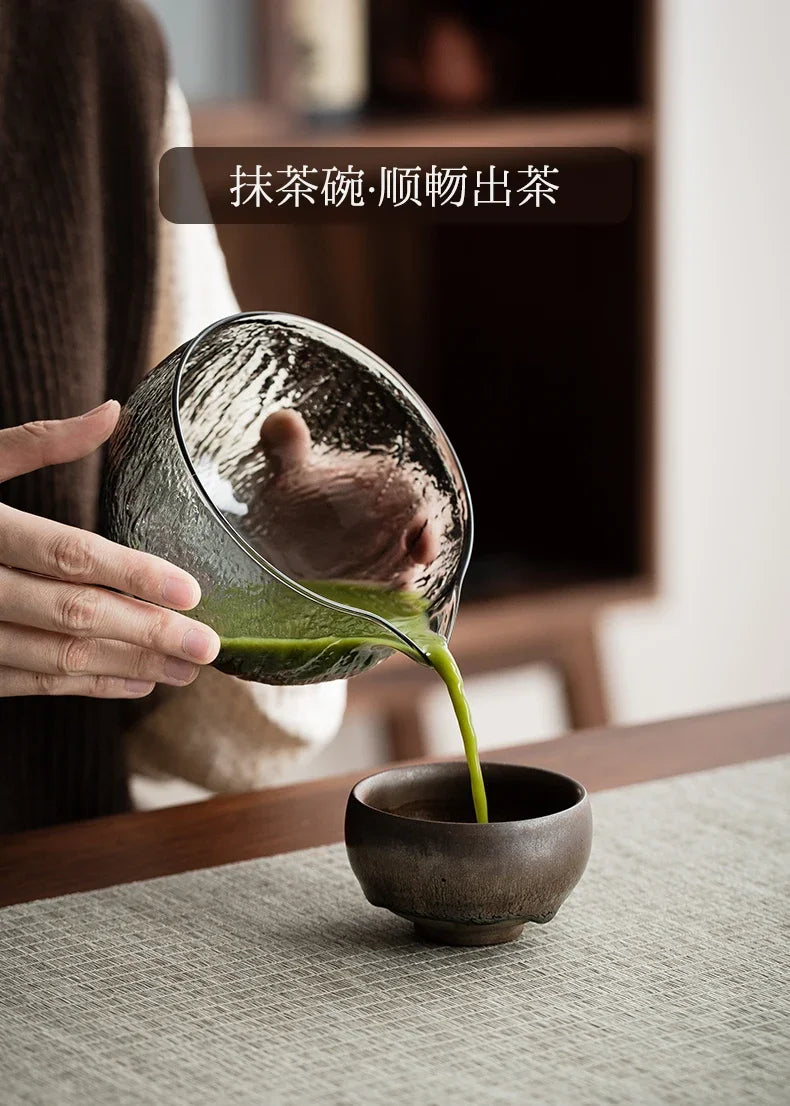 5Pcs Matcha Whisk Set Clear Glass Matchas Tea Set Matcha-Making Kit with Matcha Bowl Matcha Cup Matcha-Whisk for Tea Lovers