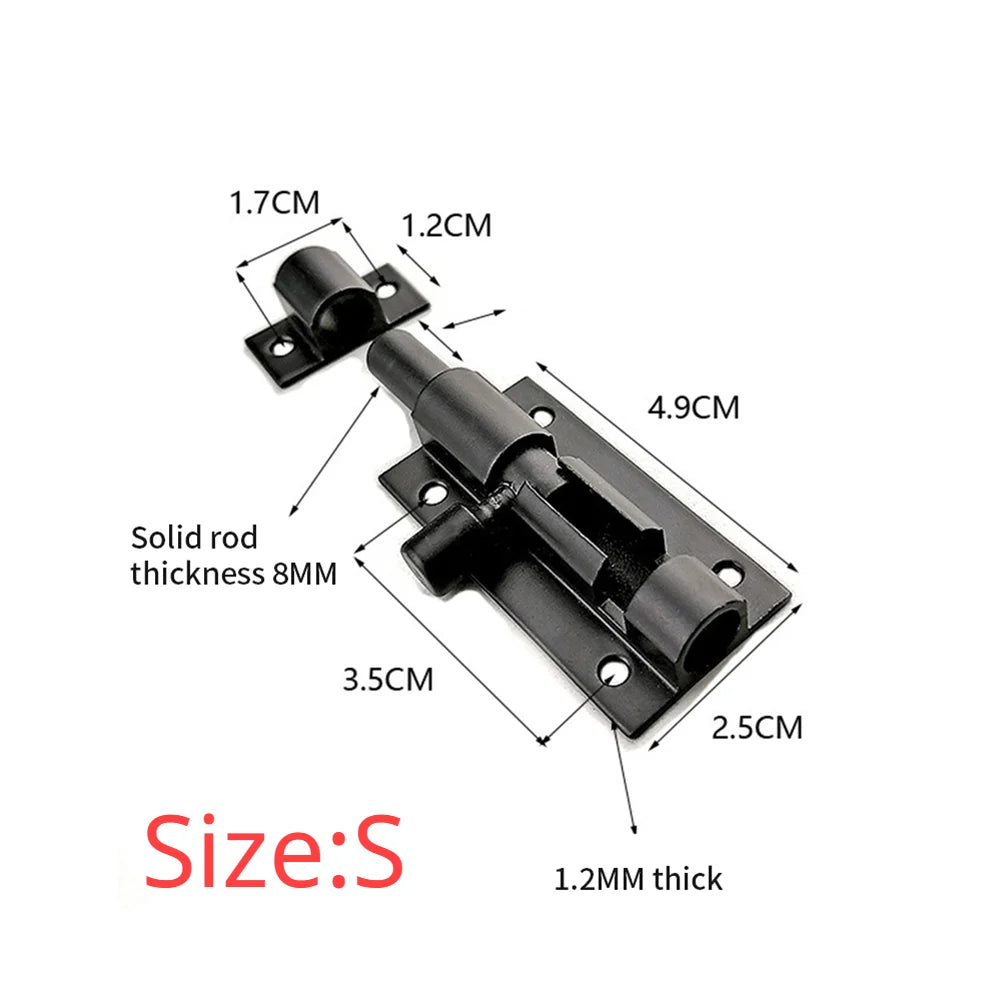 Black Door Lock Barrel Aluminum Alloy Door Lock Latch for Home Hardware Gate Safety Door Bolt Tower Window Catch Lock Silver
