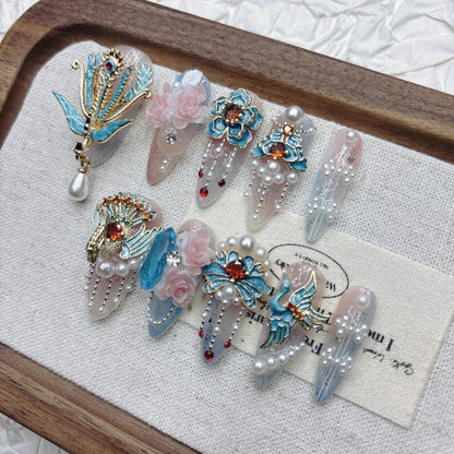 10Pcs High Quality Handmade Press on Nails Simple And Elegant  Royal A must For Trends Fashion Weapon Nail Stickers  Elegant