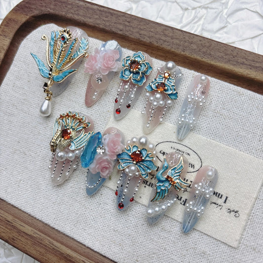 10Pcs High Quality Handmade Press on Nails Simple And Elegant  Royal A must For Trends Fashion Weapon Nail Stickers  Elegant