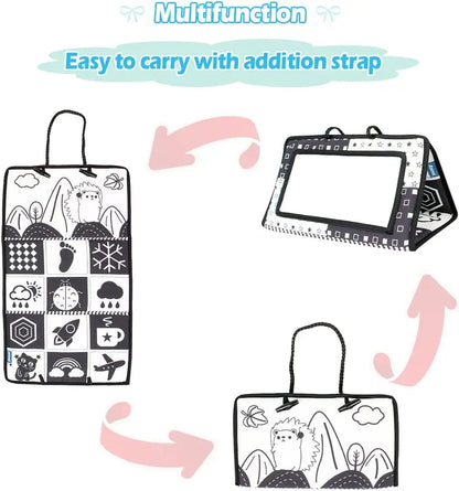 Black And White Baby Floor Mirror Tummy Time Sensory Baby Toys 6 12 months Toys For Babies Montessori Development Crawl Toys