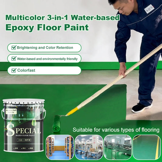 3 in1 Cement Floor Paint Floor Abrasion Resistant Waterborne Epoxy Floor Paint No Maintenance Bright Colors Workshop Floor Paint