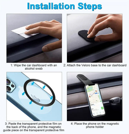 Magnetic Car Phone Holder Wireless Charger Car Fast Charging Dashboard Car Mount Bracket for iPhone 15 14 13 12 Pro Max Macsafe