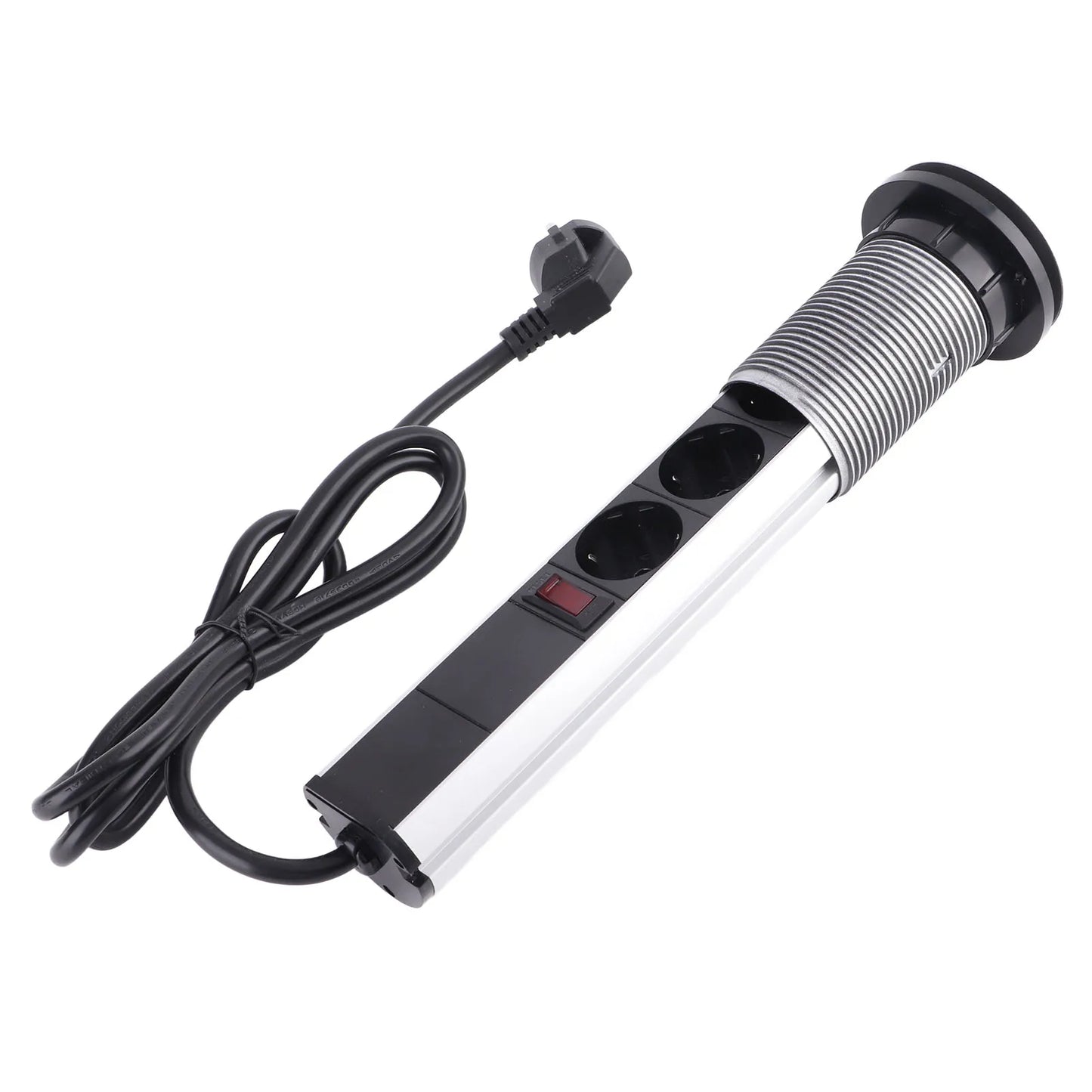 Recessed Pulling Pop Up Socket 3  Plugs and USB Aluminium Alloy Embedded Countertop Pop Up Outlet Socket AC250V 16A