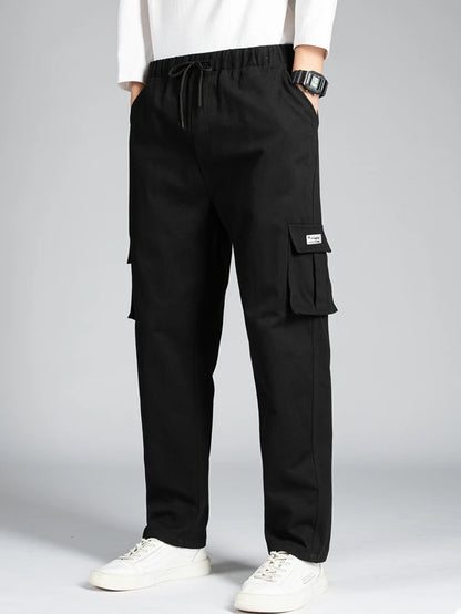 Men's Casual Wide Leg Pants Loose Straight Hip-Hop Streetwear Fashion Cargo Trousers with Pockets