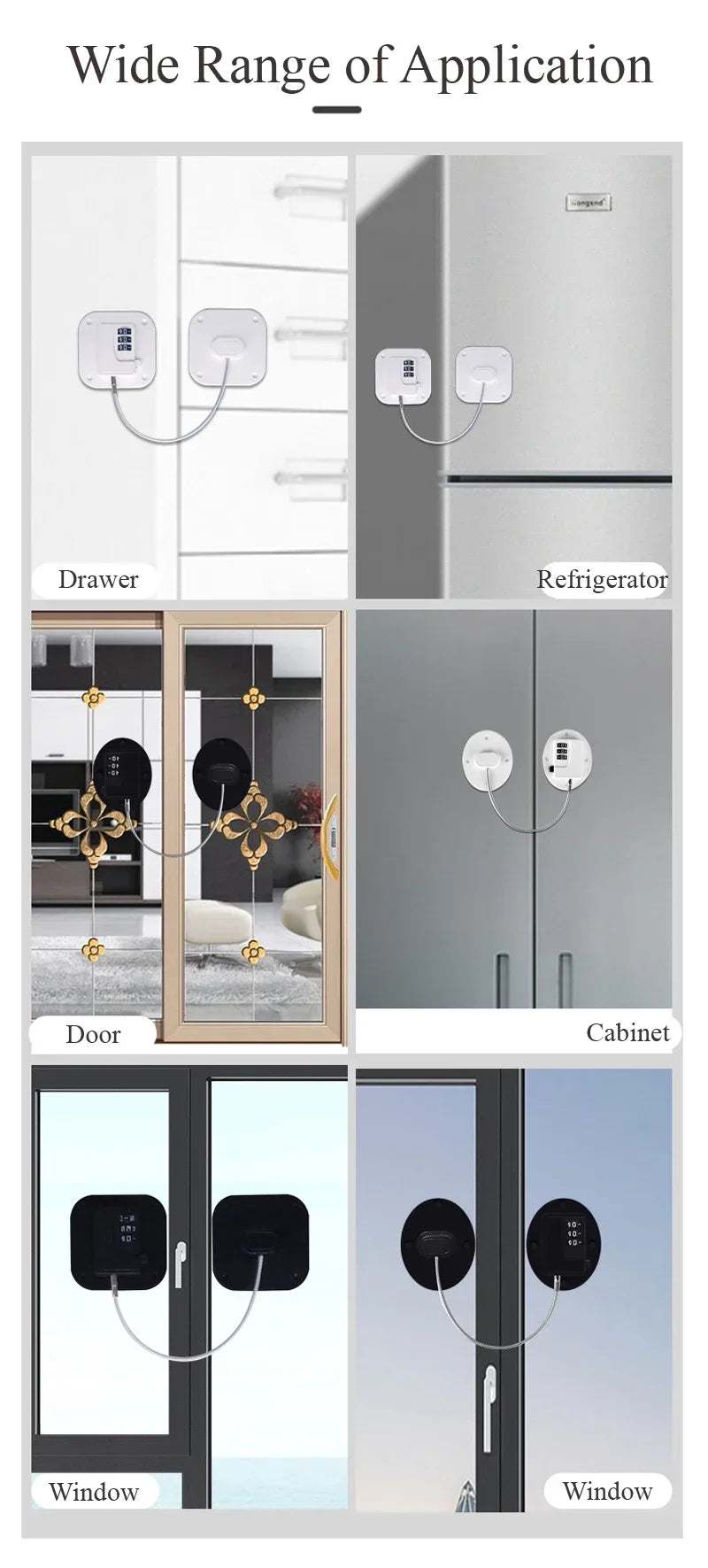 Baby Security Lock home security guard window door lock key child care refrigerator lock drawer security code lock