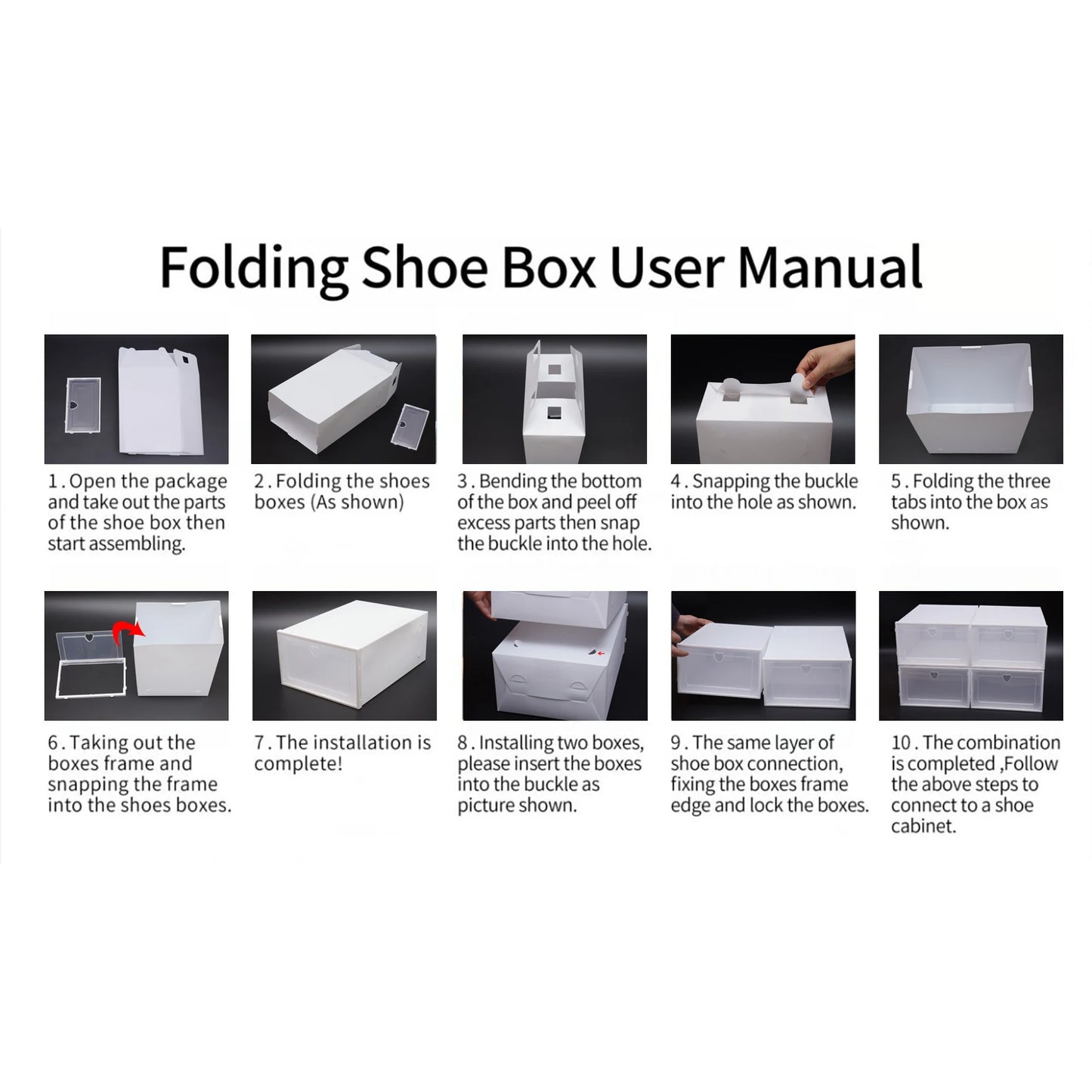 20Pcs Foldable Shoe Storage Boxes with Lids Transparent Stackable Containers Drawer Style PP Plastic Shoe Organizers