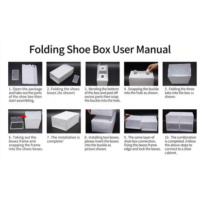 20Pcs Foldable Shoe Storage Boxes with Lids Transparent Stackable Containers Drawer Style PP Plastic Shoe Organizers