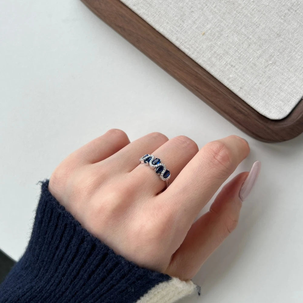 Wong Rain 100% 925 Sterling Silver 3*5 MM Oval Cut Sapphire Eemrald High Carbon Diamond Gemstone Ring For Women  Jewelry Band