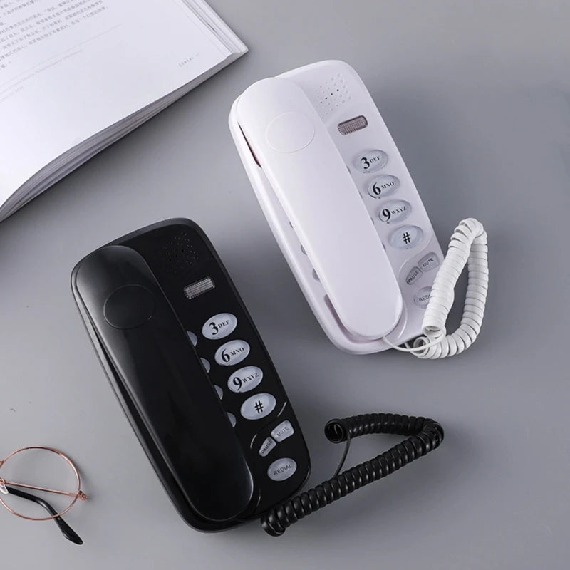 Wall Mounted Phone Fixed Landline Desktop Telephones with Call Light, Mute, and Redial Function Clear Sound 96BA
