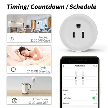 Remote Voice Control Smart Plug 110-240V US Plug Smart Plug Outlet Power Monitoring 10A/16A/20A Smart Wifi Socket Scene Linkage