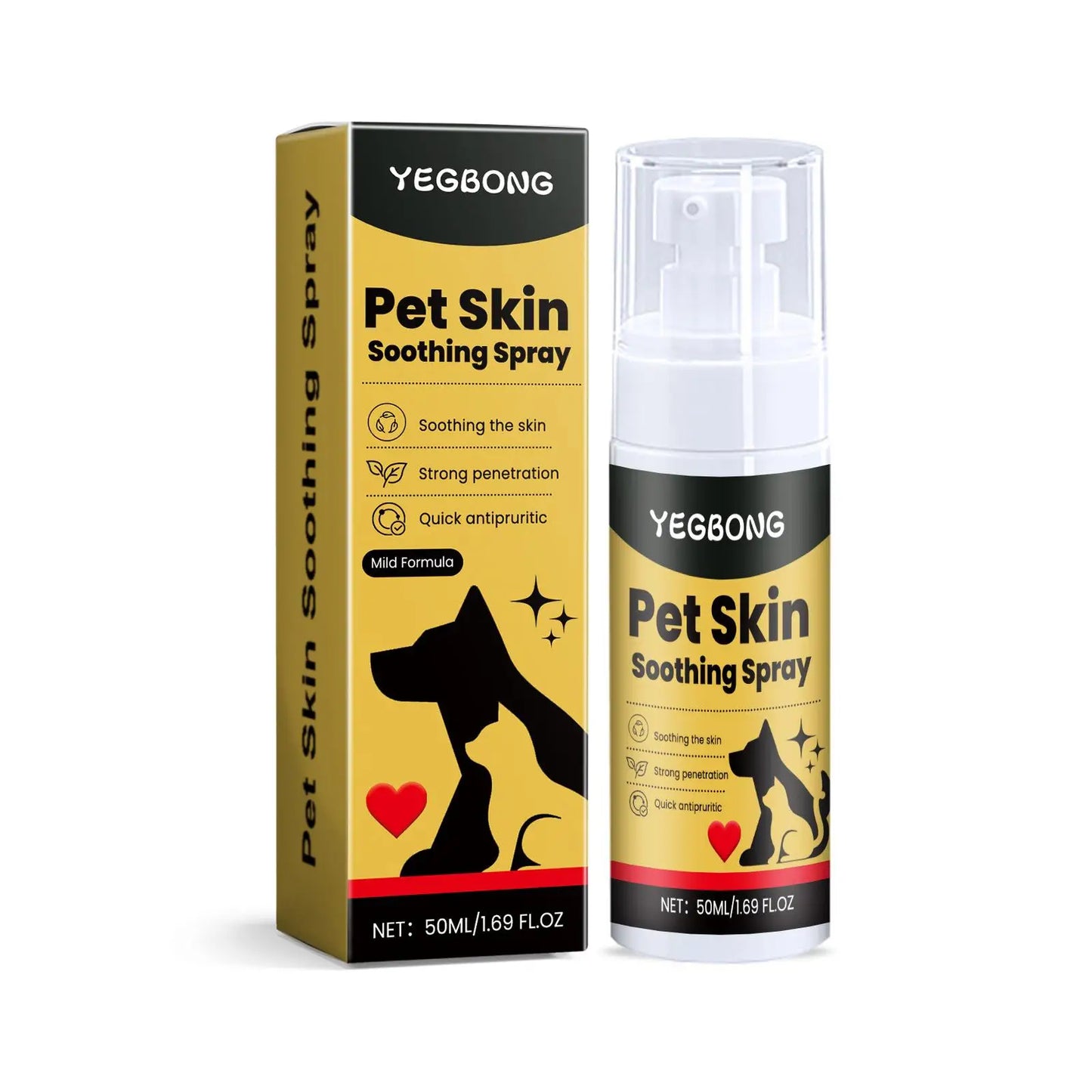 50ml Pet Skin Care Spray Relieve Discomfort for Dogs Cat Flea Lice Control Alleviate Skin Scratching Licking Pet Wound Spray