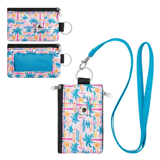 RFID Blocking Small Wallet Lightweight Slim Mini Wallet with Card & Clear ID Window - Zippered, Key Ring