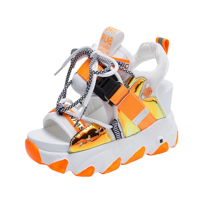 Women Chunky Platform Sandals Designers New Brand 2025 Summer Beach Casual Shoes Woman Lace Up Wedges 9CM Fashion Sandal Ladies