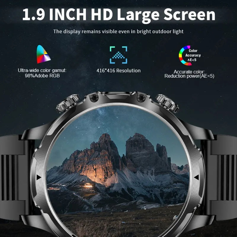 2025 Outdoor Sports Fitness Tracker Smart Watch 1.85 Inch HD Alomed 800mAh Lithium Battery Bluetooth LED Flashlight Smart Watch