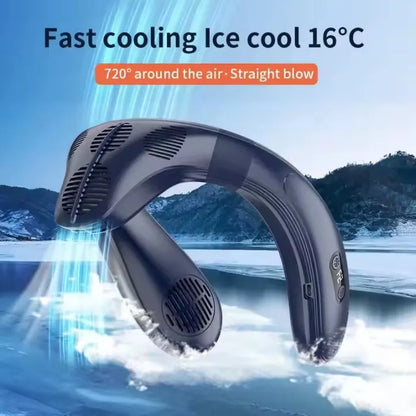 New Wearable Neck Fan Hanging Neck Fan Rechargeable Semiconductor Cooling Bladeless Fan Outdoor Personal Fan Wearable Cooler