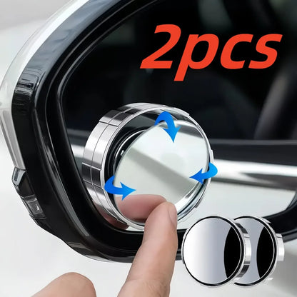 2pcs Car Small Round Mirrors 360 Adjustable Suitable for Assisting Reverse Vision Blind Spots Safety Protection Convex Mirror