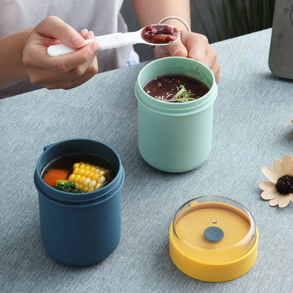 500ml Portable Breakfast Cup Multifunction Oatmeal Nut Yogurt Mug Snack Cup Microwave with Lid Spoon Creative Soup Cup