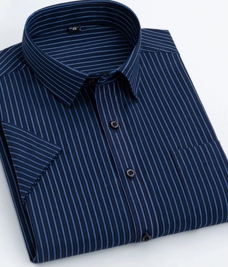 Men's short-sleeved shirt casual non-ironing anti-wrinkle spring summer shirt top high-quality slim-fit formal wear to work