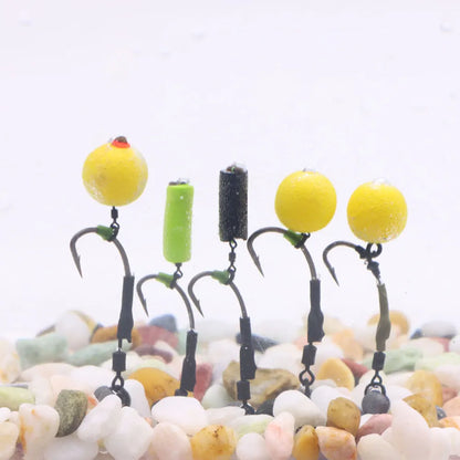 4pcs Ronnie Rig Curve Shank Fishing Hook Barbed Hook Pop Up Bait Boilie Screw Fishing Hair Rig Accessories Terminal Tackle