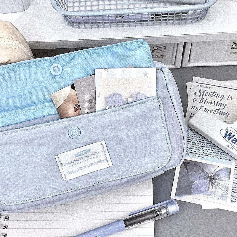 School Essential Large Capacity Pencil Pouch, Adorable Canvas Cosmetic Bag, Student Supply, Ideal Gift