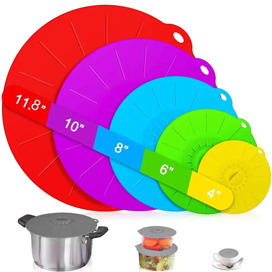 5 Packs Silicone Lids Heat Resistant Microwave Cover for Food Silicone Stretch Lids and Food Covers 5 Sizes Reusable Food Lids