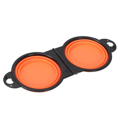 2 in 1 Collapsible Double Feeding Bowl Mini Folding Water Bowl for Dogs and Cats Open Portable Travel Set  Dog Accessories