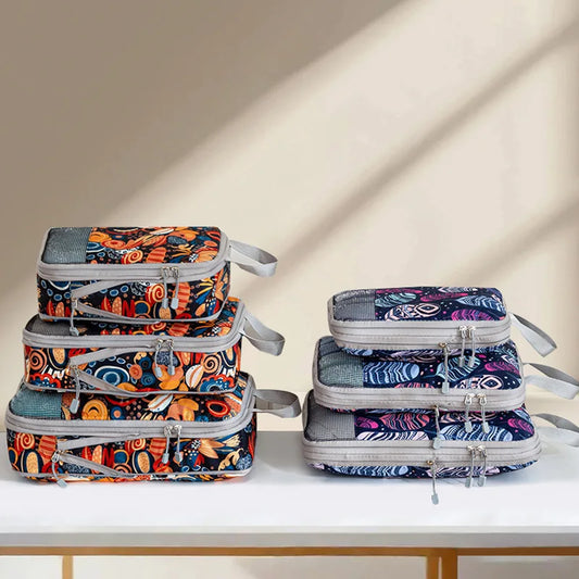 4pcs Compression Storage Bag Large Capacity Foldable Packing Cubes Washable Expandable Luggage Storage Bags Set