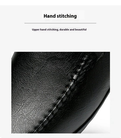 Closed Toe Half Shoes for Men Black Blue Mules Slippers Slip on Genuine Cowhide Leather Luxury Flat Sandals Man Summer 2025