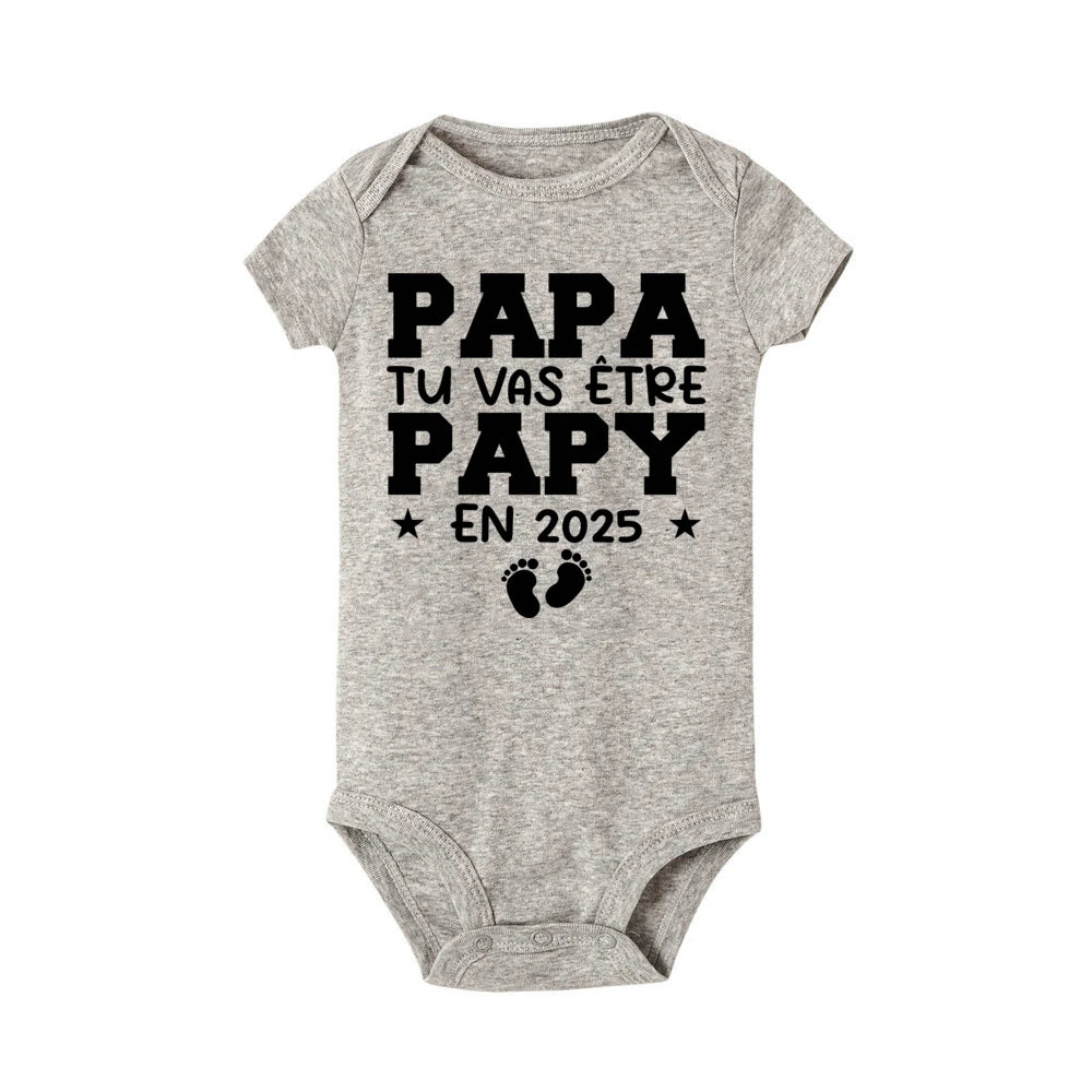 Dad You Will Become A Dad in 2025 Print Infant Rompers Casual Pregnancy Announcement Jumpsuit Short Sleeve Fashion Babys Clothes