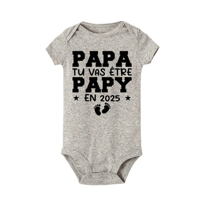 Dad You Will Become A Dad in 2025 Print Infant Rompers Casual Pregnancy Announcement Jumpsuit Short Sleeve Fashion Babys Clothes