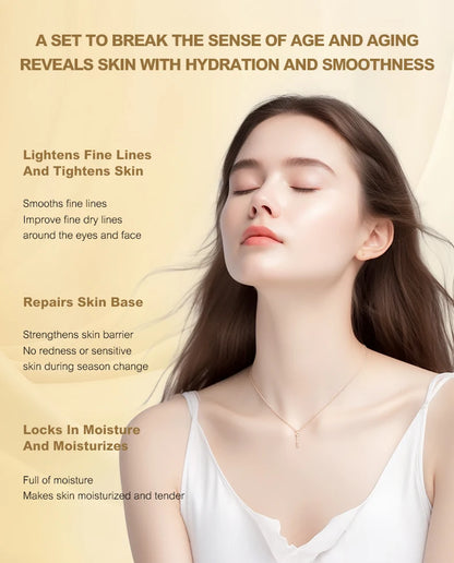 OKADY Skin Care Set Anti Aging Skin 10-piece Daily Care Routine Kit With Vitamin C Peptides Facial Cleanser Eye Mask Toner Serum