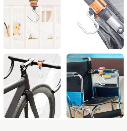 Baby Stroller Hooks 2Pcs Leather Hook  for Hanging Diaper Bags Kindergarten Universal Accessory