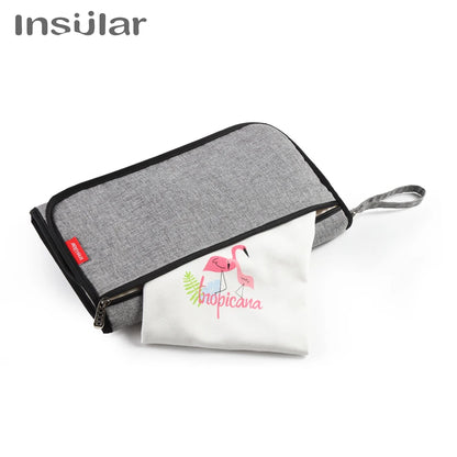 Portable Baby Changing Mat Infant Multifunction Diaper Changing Pad Newborn 2 IN 1 Waterproof Changing Pad Cover Storage Bag