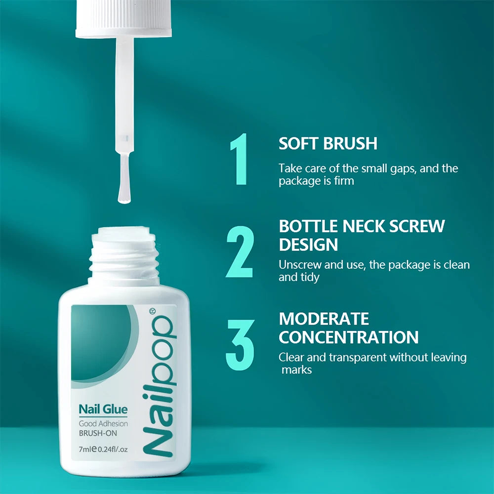 Nailpop Nail Glue 2/5PCS Strong Adhesive Fast Drying Long Lasting Transparent Acrylic Glue for Artificial Nails Nail Art Tools