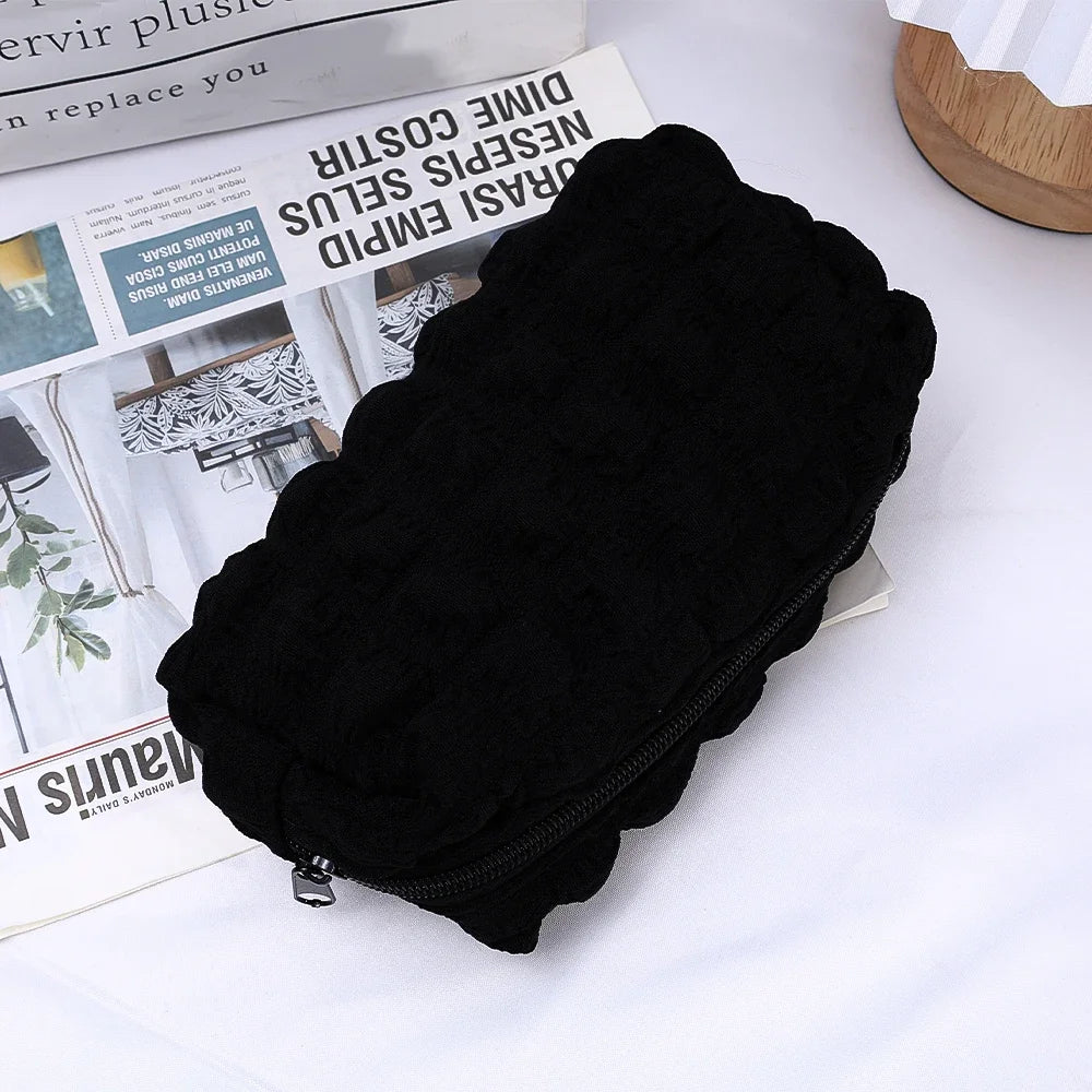 Cute Cream Puff Pencil Case Big Capacity Pen Bag Zipper Stationary Organzier Aesthetic Pen Case Makeup Storage Office Stationary