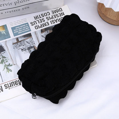 Cute Cream Puff Pencil Case Big Capacity Pen Bag Zipper Stationary Organzier Aesthetic Pen Case Makeup Storage Office Stationary