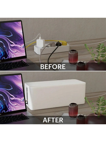 3 Pcs/Set Cable Management Boxes Organizer Strip Charger Wire Cable Storage Box Dust Large Storage Wires Keeper Holders