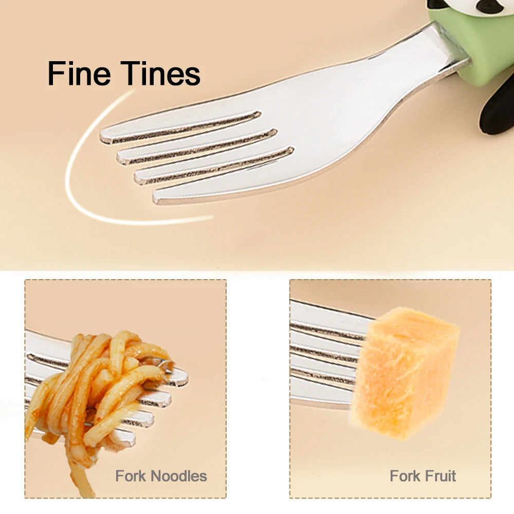 Lofca Baby Silicone Spoons Panda Silicone Fork Sloth Feeding Food Learn To Eat Children's Tableware BPA Free Food Feeding