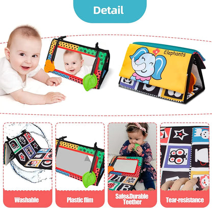 Black And White Baby Floor Mirror Tummy Time Sensory Baby Toys 6 12 months Toys For Babies Montessori Development Crawl Toys