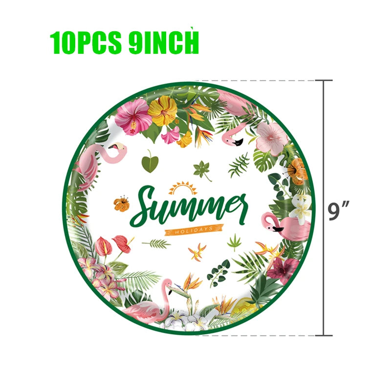 Hawaii Party Decorations Disposable Tableware Hawaii Summer Tropical Party Supplies Flamingo Aloha Birthday Party Decoration