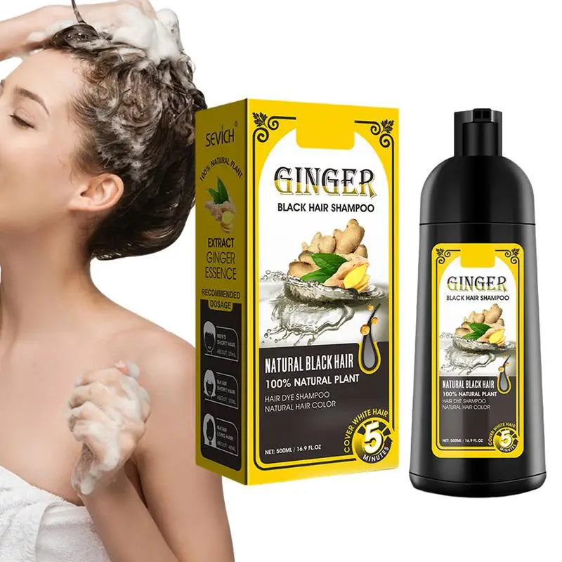 500ml Herbal Hair Dye Black Hair Shampoo Black Hair Color Shampoo Black Hair Dye Covering White Hair Shampoo ginger Shampoo