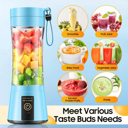 Cordless Portable Personal Size Blender - Mini Blender Make Smoothies and Shakes, 380Ml BPA Free Travel Cup for Office/Home/Gym