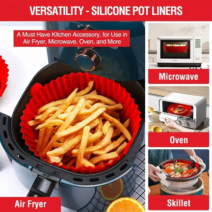Reusable Silicone Air Fryer Liners Non-Stick Food-Safe Silicone Pot Silicone Air Fryer Liners Food Safe Non Stick Air Fryer Bask